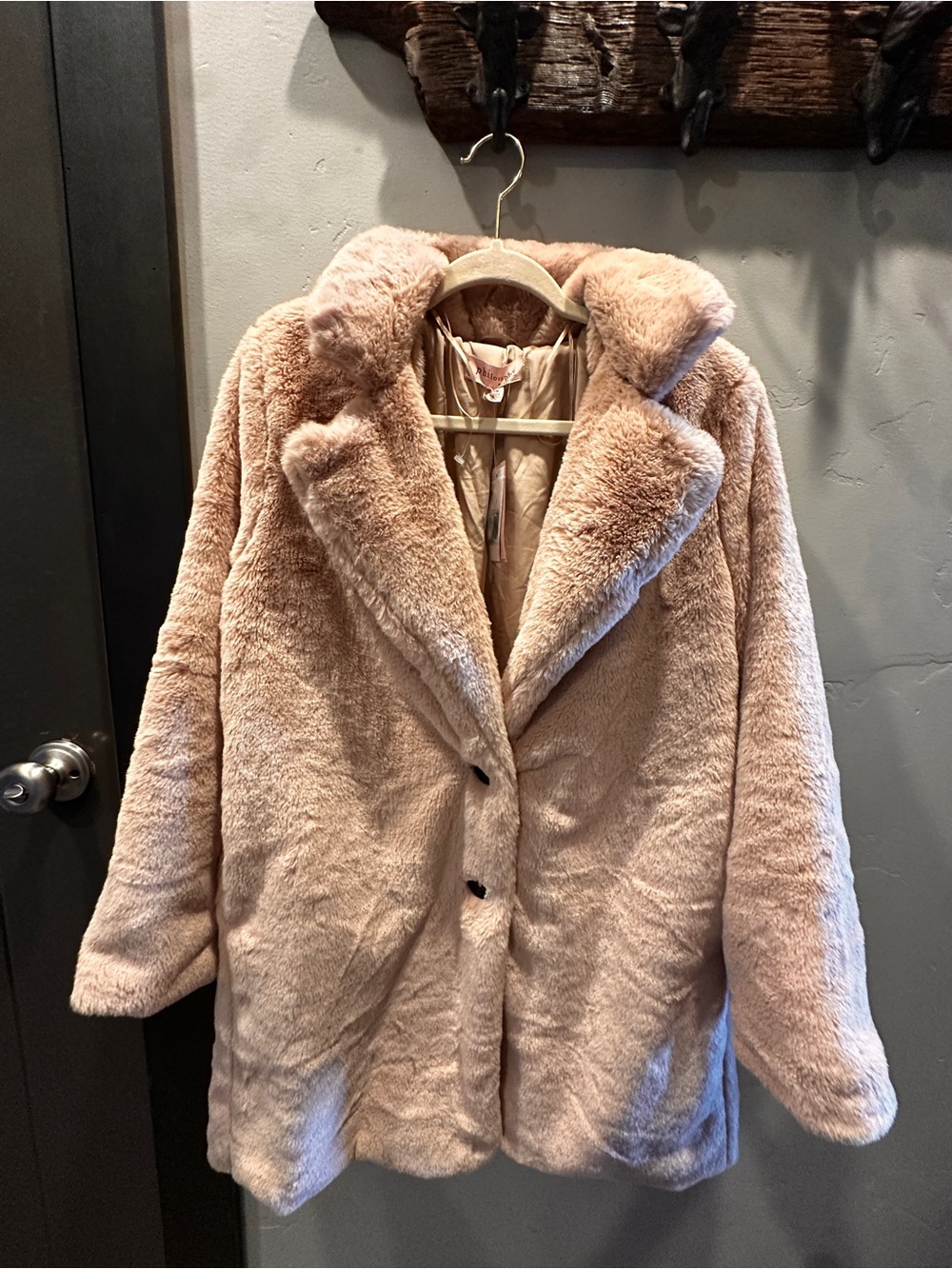 Philosophy Plush Teddy Jacket in soft camel.
